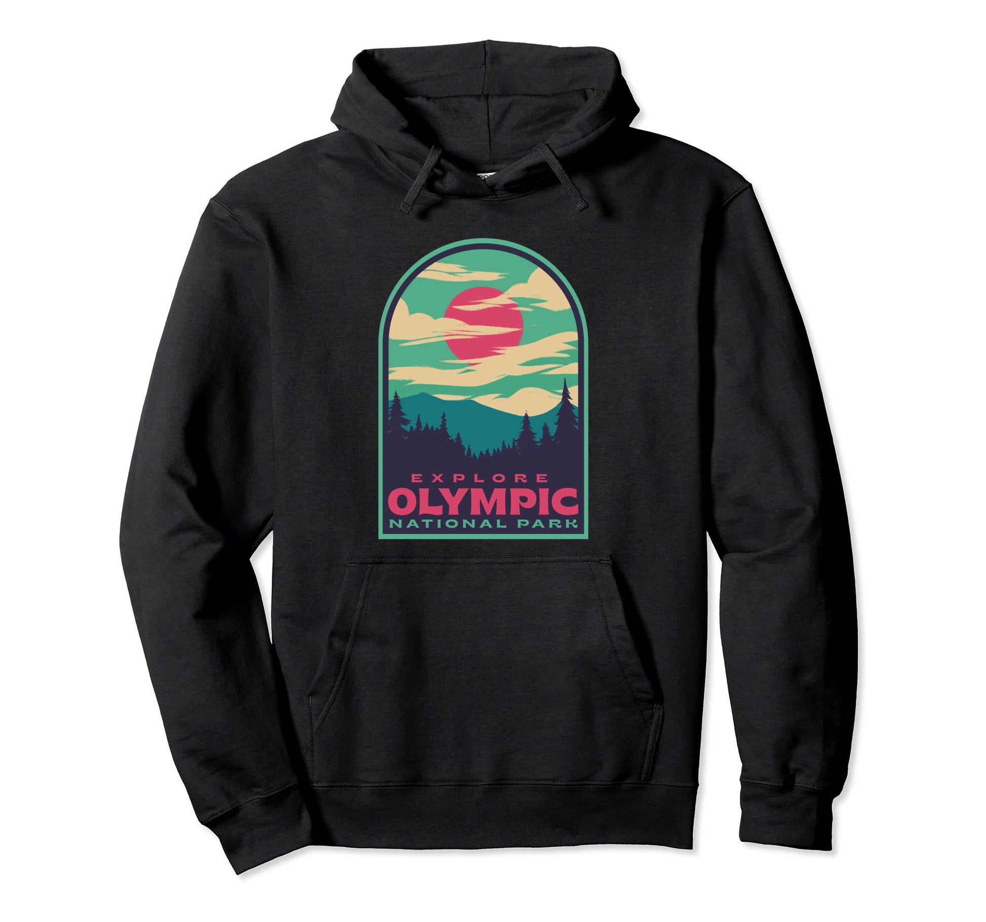 Olympic National Park Sunset Hoodie - Graphic Print Men Women - T-Shirt, Sweatshirt, Hoodie