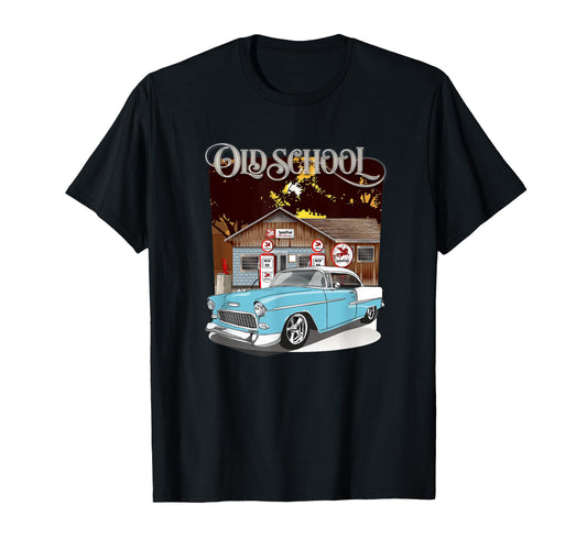 1955 Skyline Blue White Bel Air Old T-Shirt - Trendy Graphic Men Women - T-Shirt, Sweatshirt, Hoodie