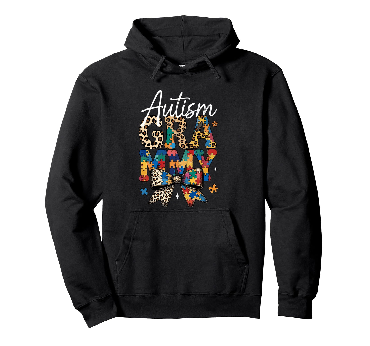Grammy Autism Awareness Leopard Bow Hoodie - Novelty Apparel Men Women - T-Shirt, Sweatshirt, Hoodie