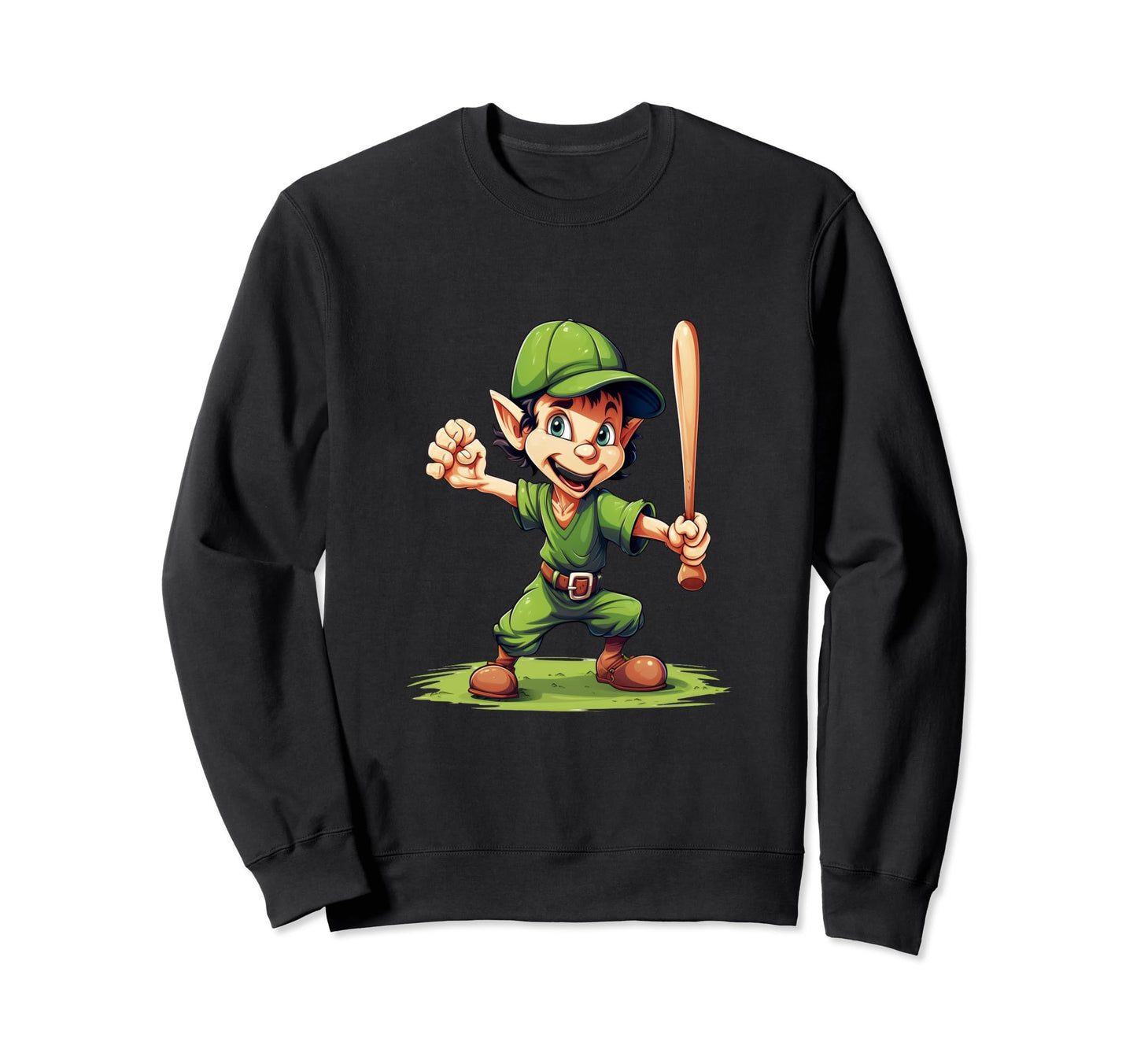 Elf Playing Baseball X Mas Pajamas Sweatshirt - Graphic Print for Adults - T-Shirt, Sweatshirt, Hoodie