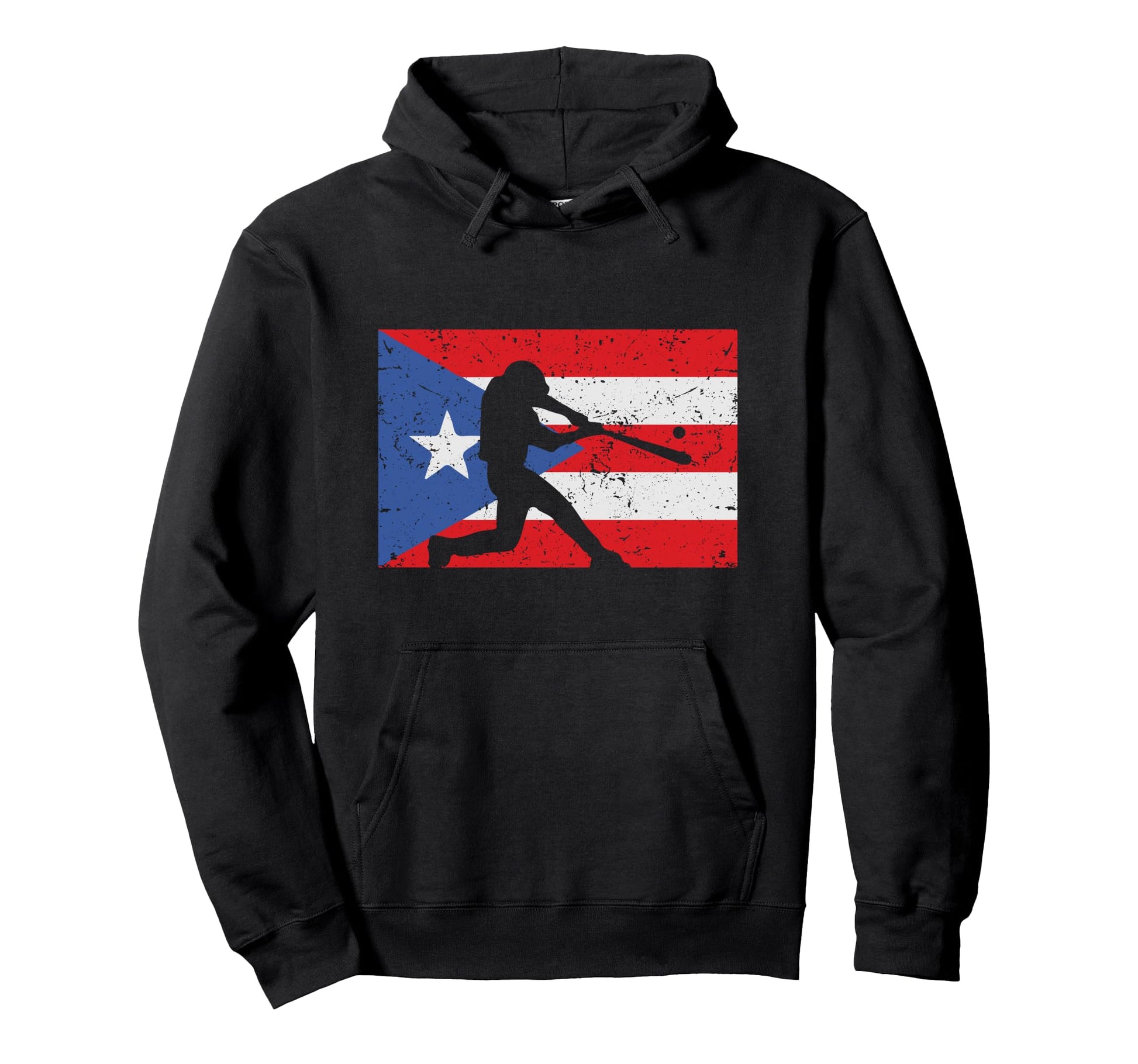 Baseball Puerto Rican Distressed Hoodie - Casual Everyday Wear Men Women - T-Shirt, Sweatshirt, Hoodie