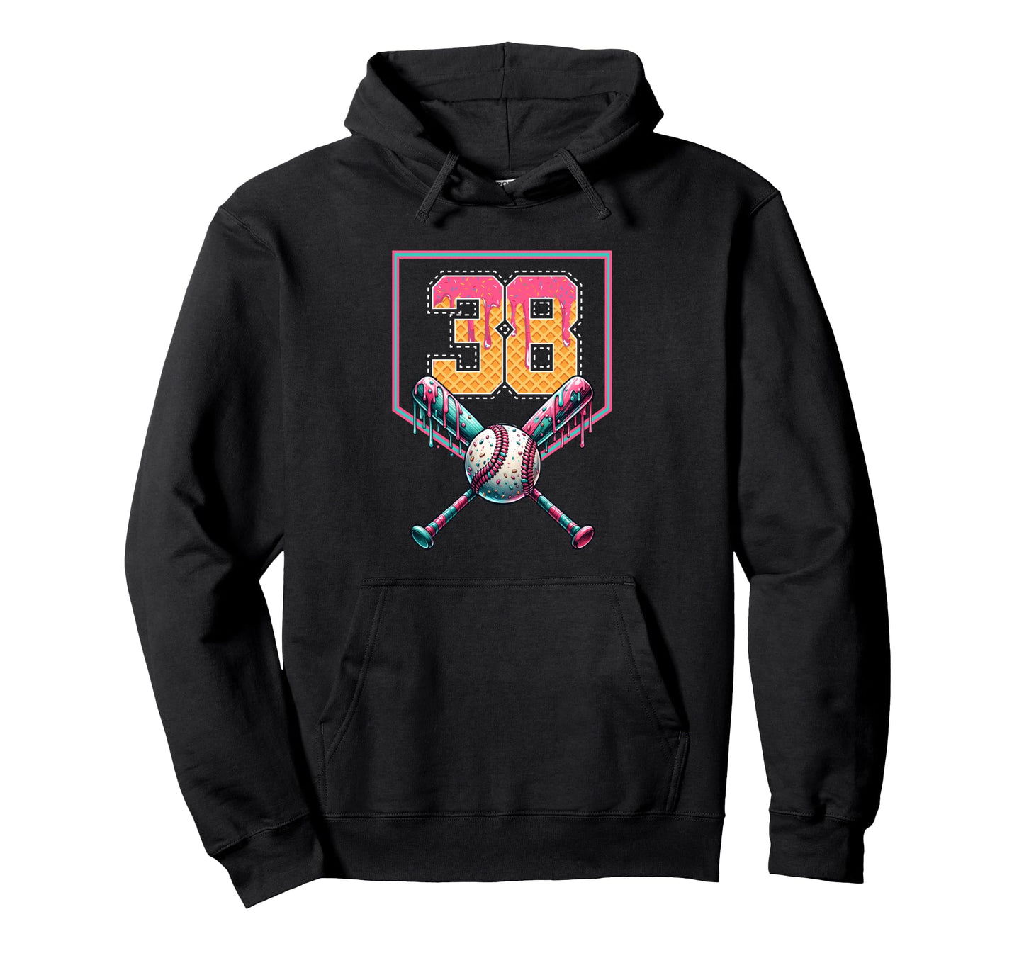 Baseball Drip Number 38 Player Or Hoodie - Custom Art Print for Adults - T-Shirt, Sweatshirt, Hoodie