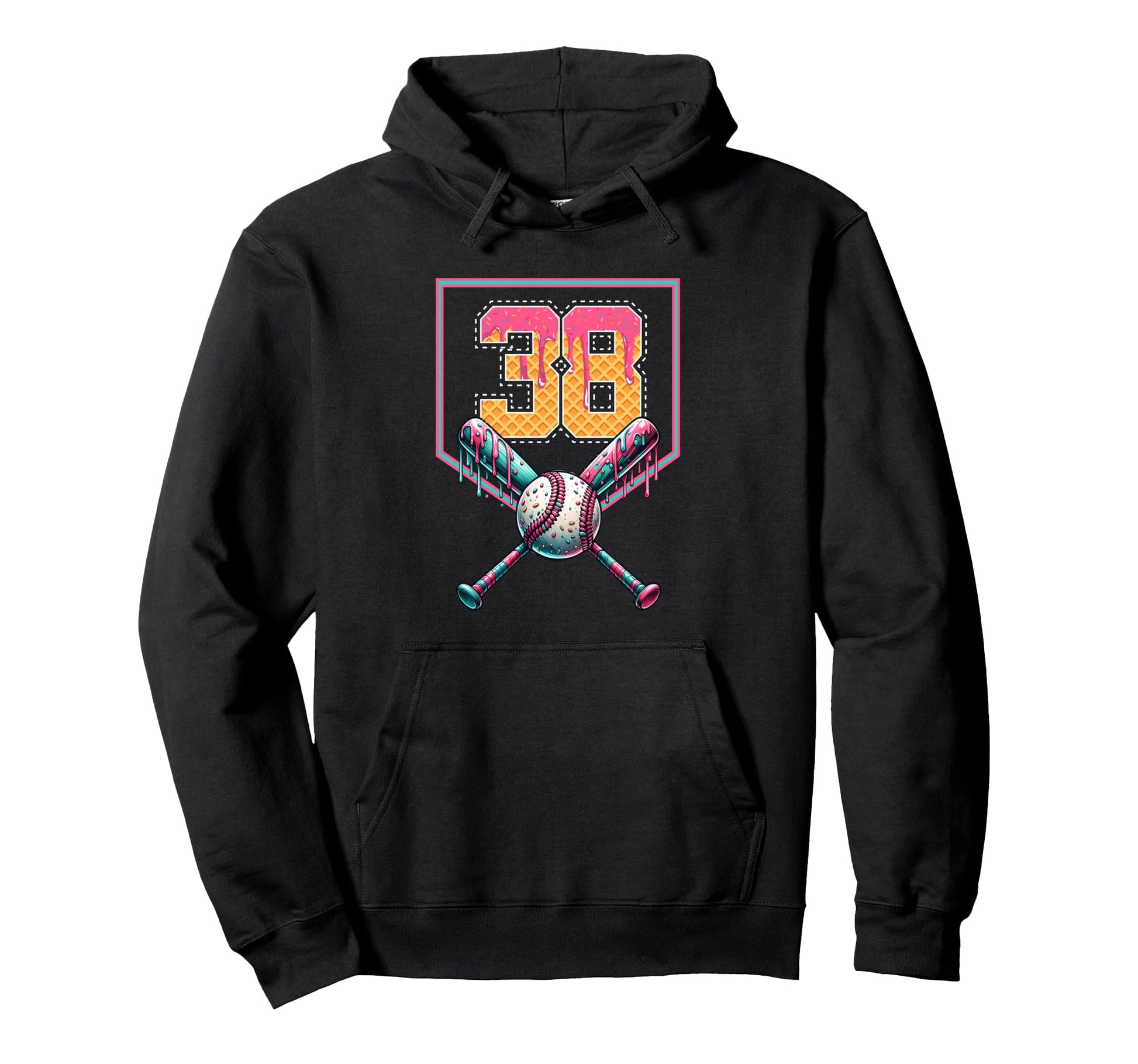 Baseball Drip Number 38 Player Or Hoodie - Custom Art Print for Adults - T-Shirt, Sweatshirt, Hoodie