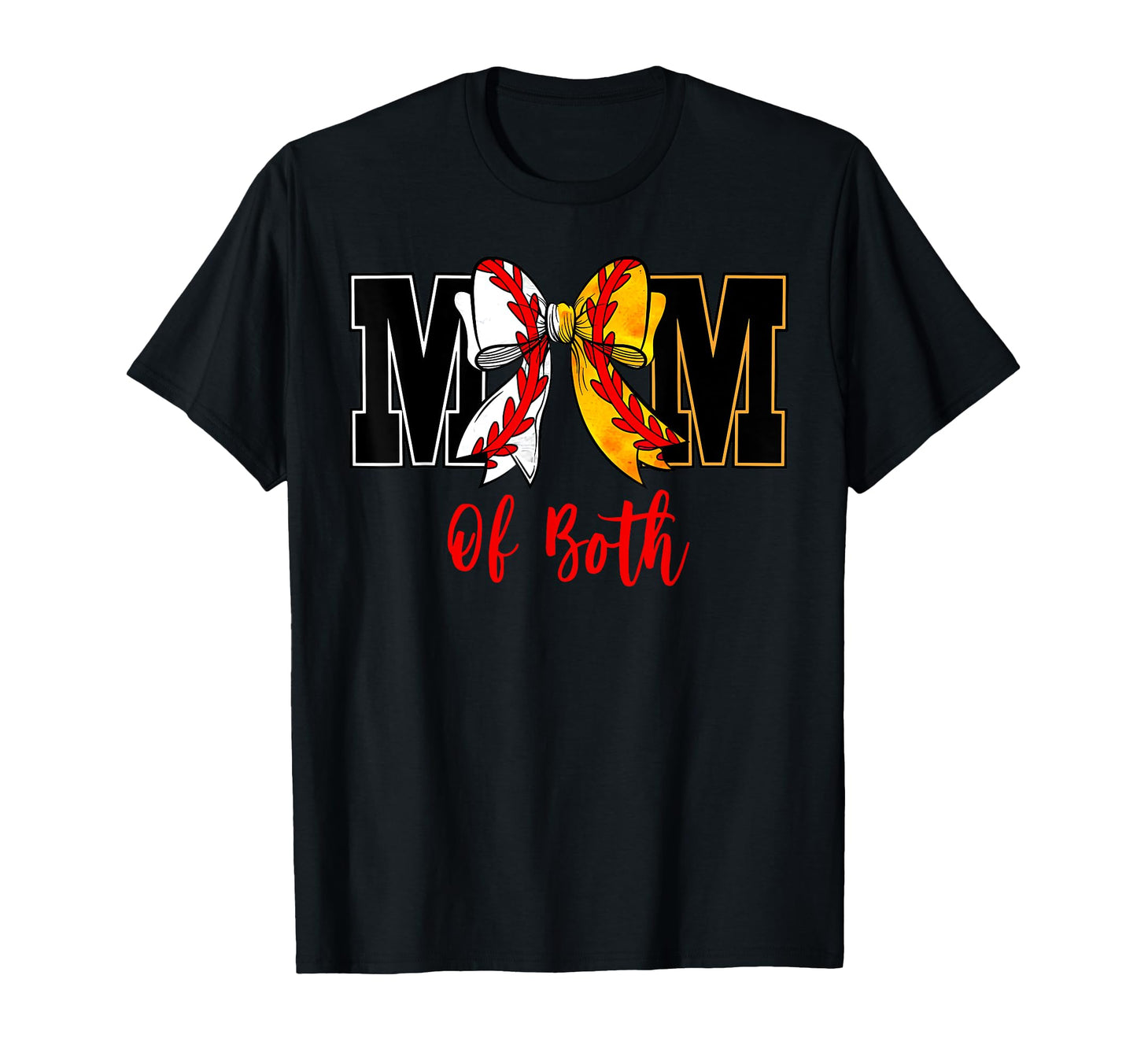 Mom Both Baseball Softball Bow Coquette T-Shirt - Graphic Print Men Women - T-Shirt, Sweatshirt, Hoodie