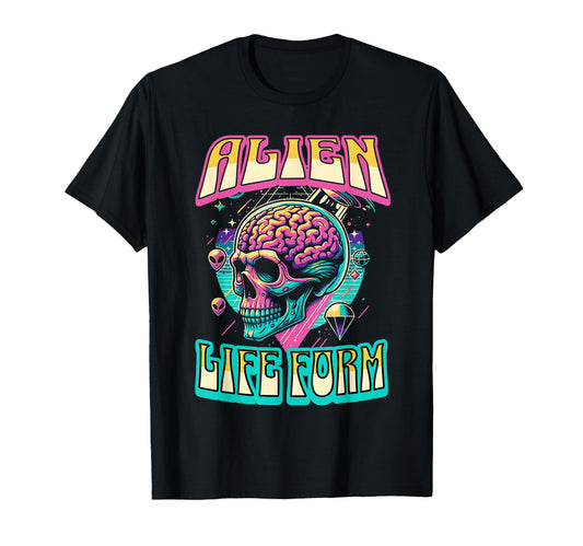 Alien Life Form Alien Head Colorful Rave T-Shirt - Custom Art Print Unisex - T-Shirt, Sweatshirt, Hoodie