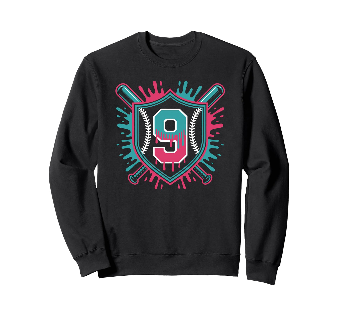 9Th Birthday Baseball Drip Young Sweatshirt - Minimalist Print Unisex - T-Shirt, Sweatshirt, Hoodie