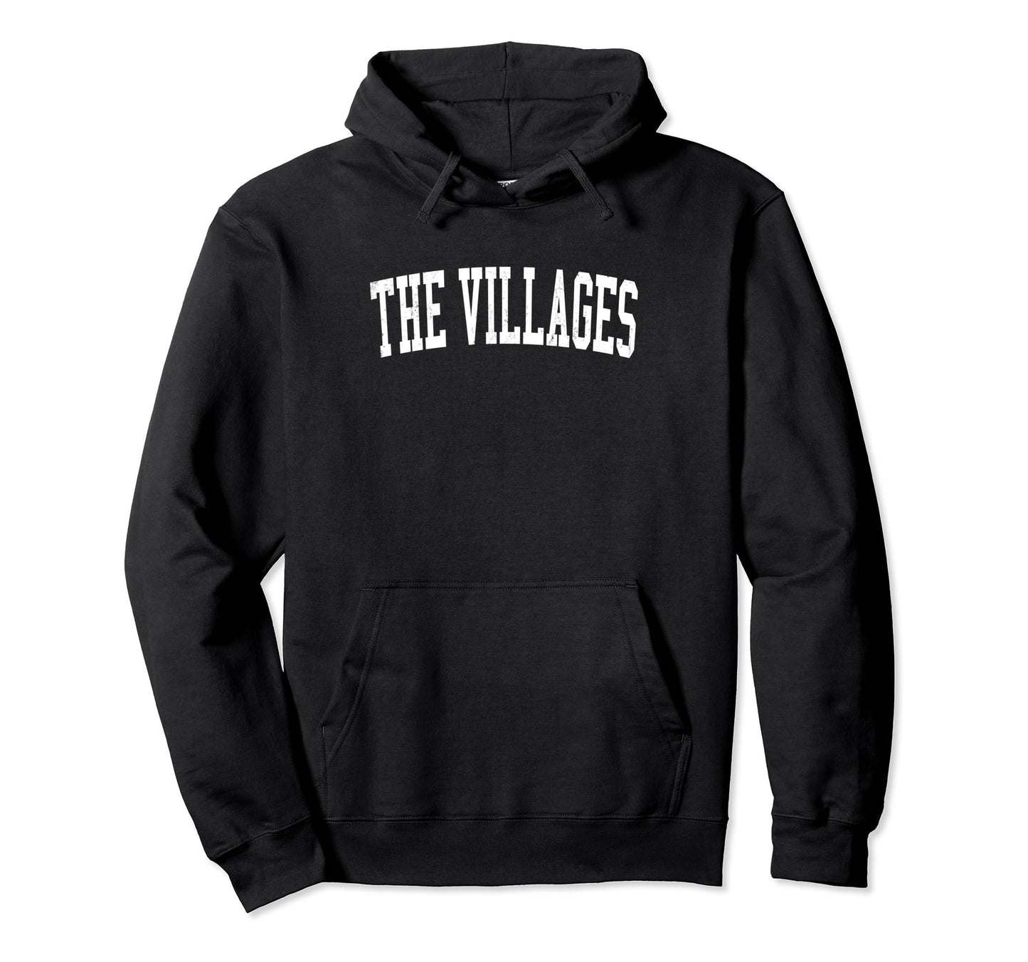 Villages Fl Distressed White Varsity Hoodie - Minimalist Print Unisex - T-Shirt, Sweatshirt, Hoodie