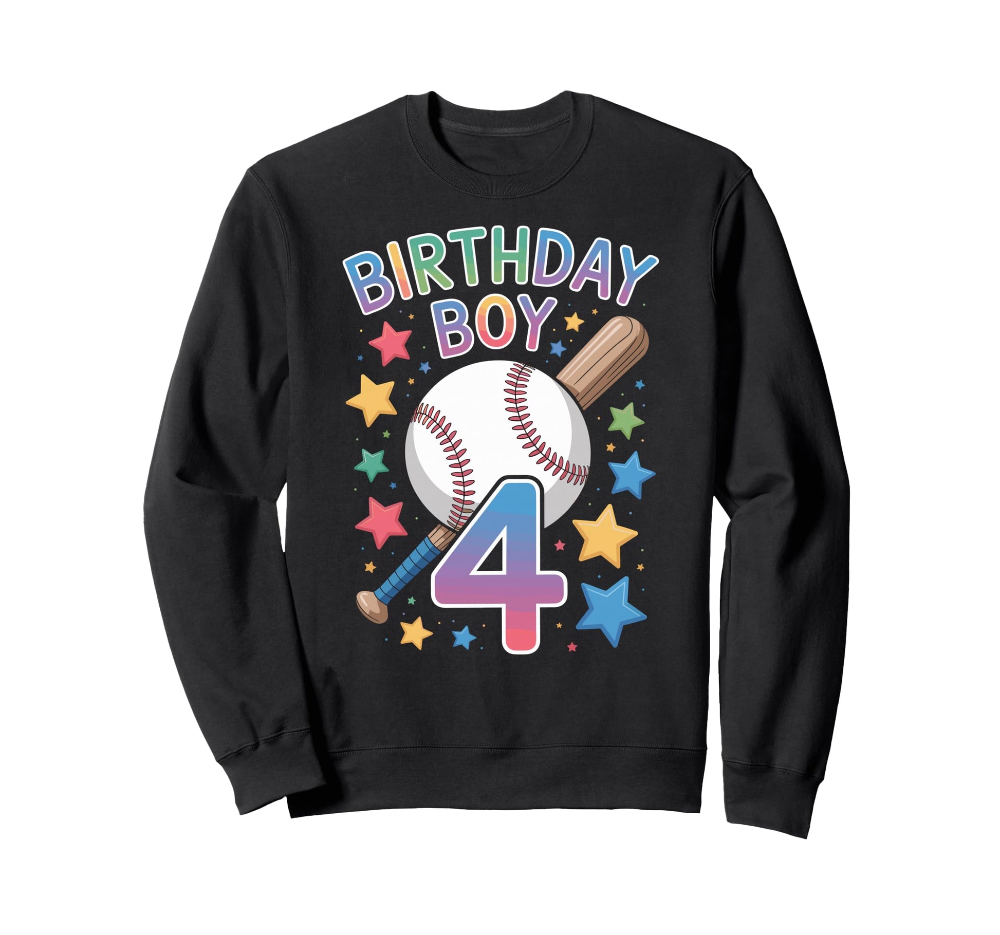 Birthday 4Th Birthday Baseball Sweatshirt - Aesthetic Graphic Unisex - T-Shirt, Sweatshirt, Hoodie