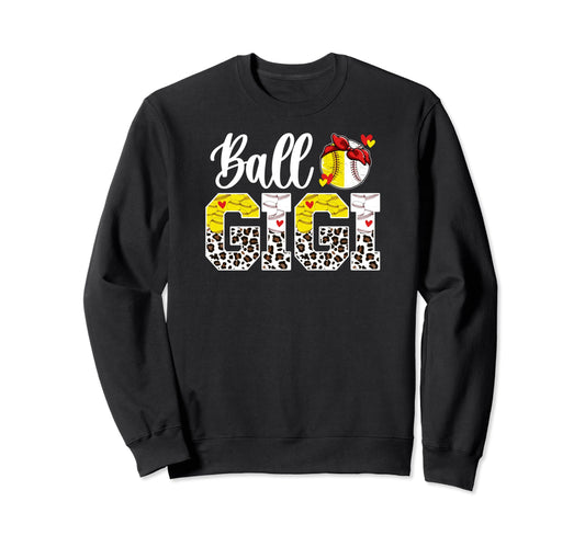 Ball Gigi Leopard Baseball Softball Sweatshirt - Unique Graphic Unisex - T-Shirt, Sweatshirt, Hoodie