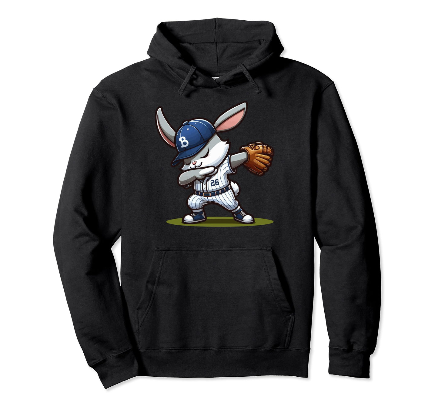 Baseball Player Easter Bunny Dabbing Hoodie - Aesthetic Graphic Men Women - T-Shirt, Sweatshirt, Hoodie