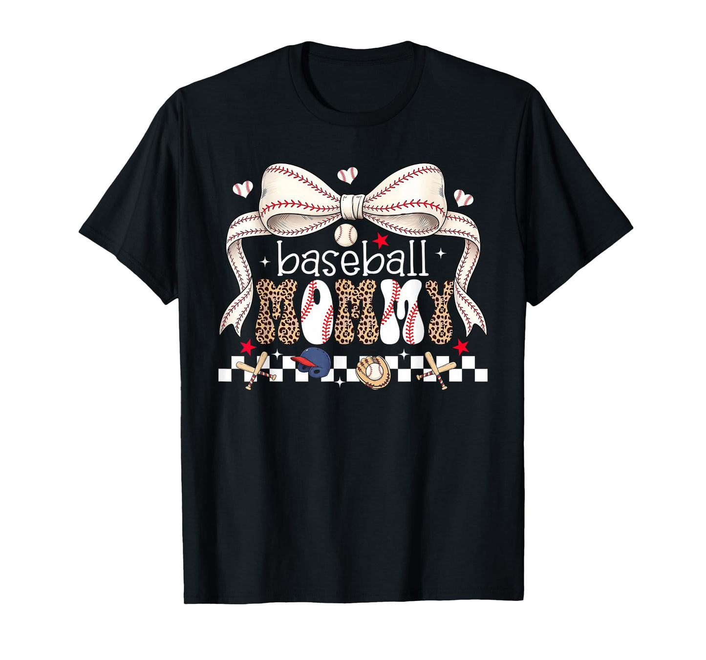 Baseball Mommy Coquette Bow Baseball T-Shirt - Novelty Apparel for Adults - T-Shirt, Sweatshirt, Hoodie