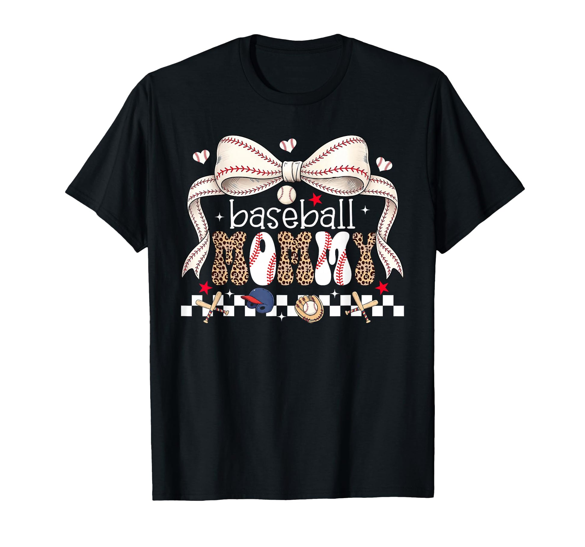 Baseball Mommy Coquette Bow Baseball T-Shirt - Novelty Apparel for Adults - T-Shirt, Sweatshirt, Hoodie