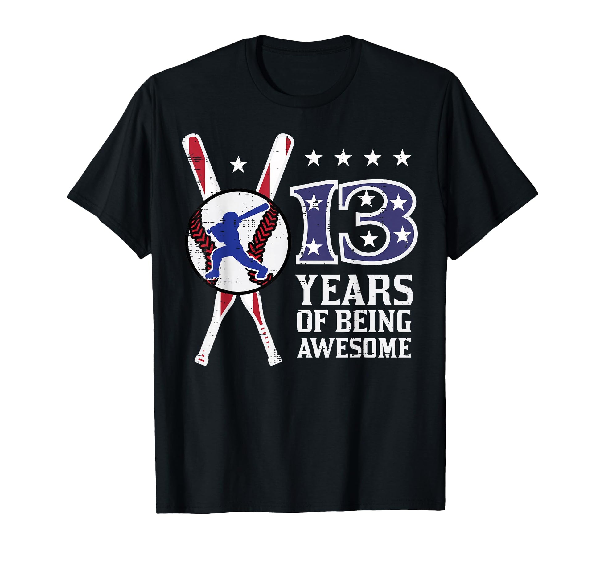 13 Years Being Awesome Baseball Flag T-Shirt - Graphic Print for Adults - T-Shirt, Sweatshirt, Hoodie