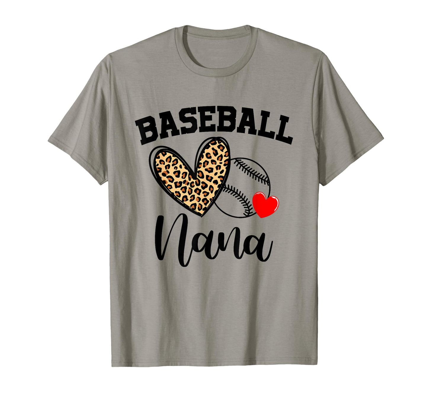 Leopard Heart Baseball Nana Mothers T-Shirt - Aesthetic Graphic Men Women - T-Shirt, Sweatshirt, Hoodie