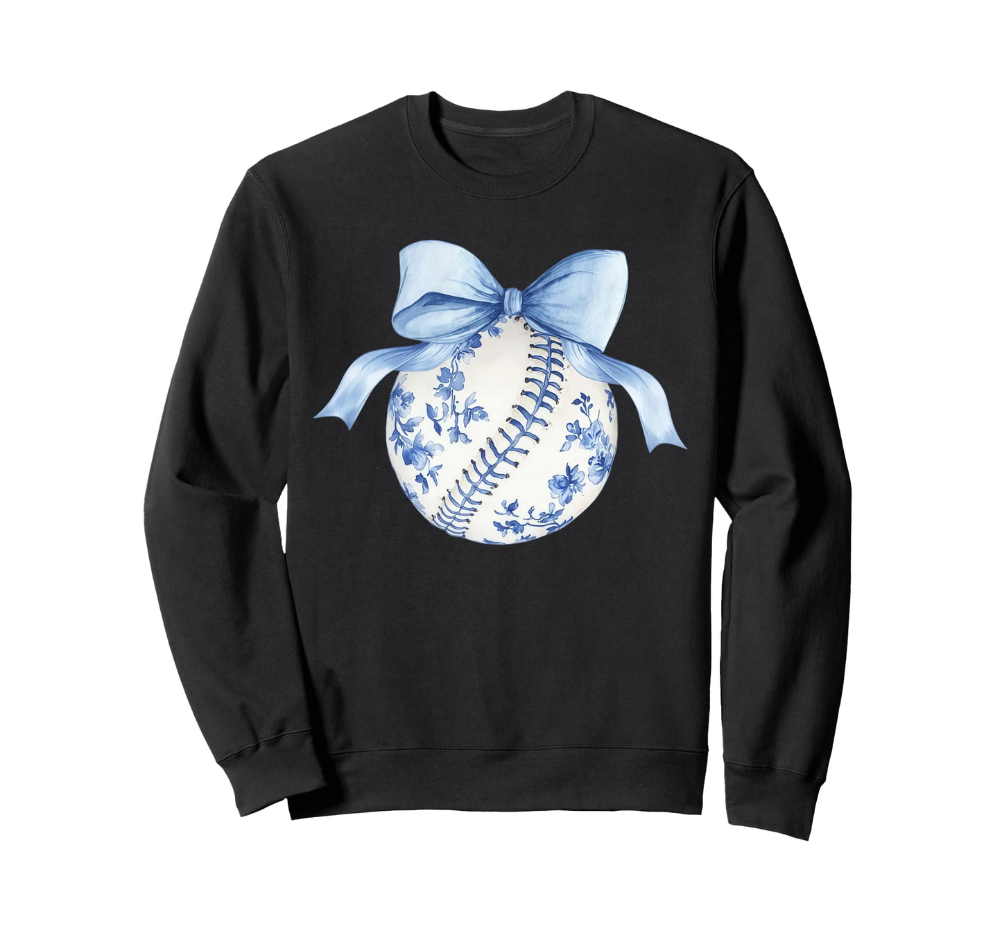 Blue Chinoiserie Baseball Coquette Sweatshirt - Fun Novelty Design Unisex - T-Shirt, Sweatshirt, Hoodie