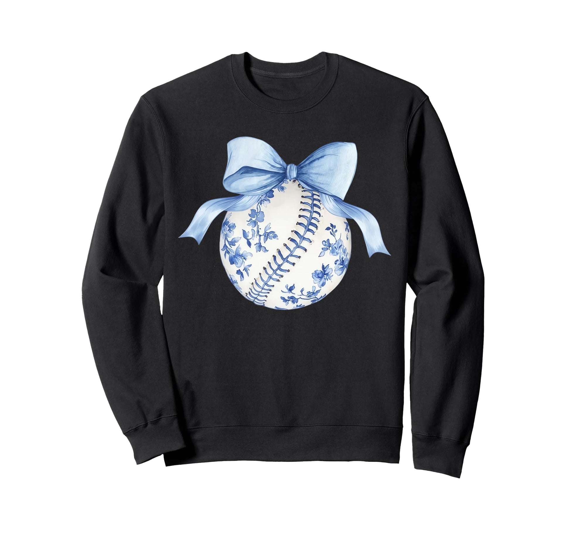 Blue Chinoiserie Baseball Coquette Sweatshirt - Fun Novelty Design Unisex - T-Shirt, Sweatshirt, Hoodie