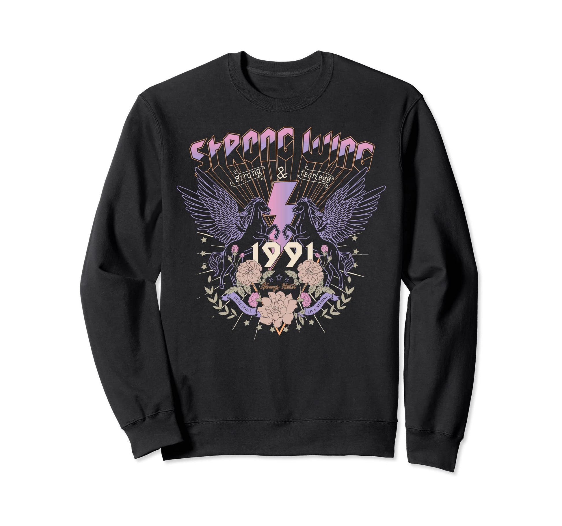 Strong Wing Free And Soul Live Sweatshirt - Aesthetic Graphic Men Women - T-Shirt, Sweatshirt, Hoodie