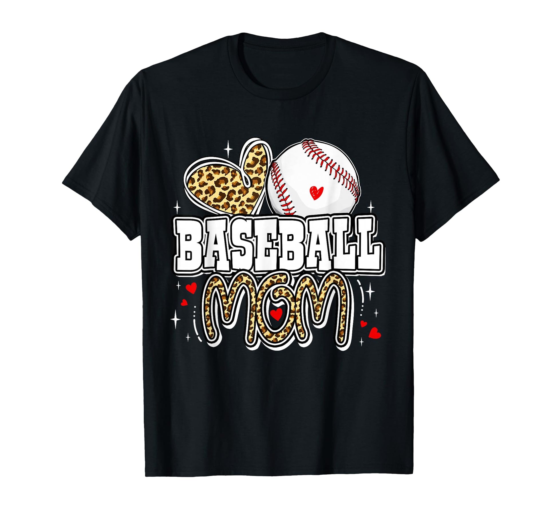 Leopard Baseball Mom Baseball Mama T-Shirt - Novelty Apparel for Adults - T-Shirt, Sweatshirt, Hoodie