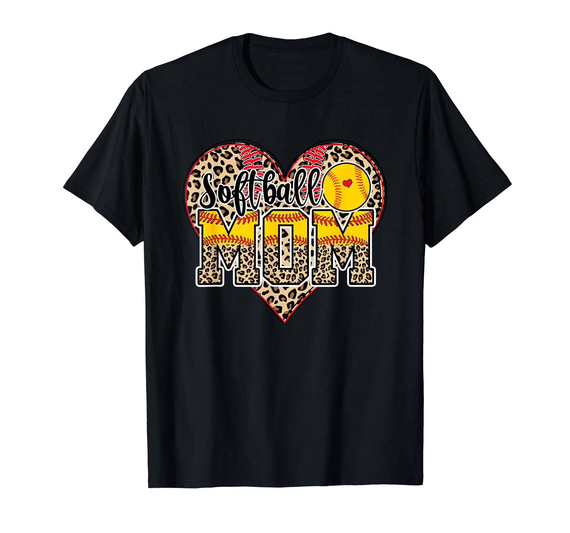 Softball Mom Leopard Funny Softball T-Shirt - Unique Graphic for Adults - T-Shirt, Sweatshirt, Hoodie