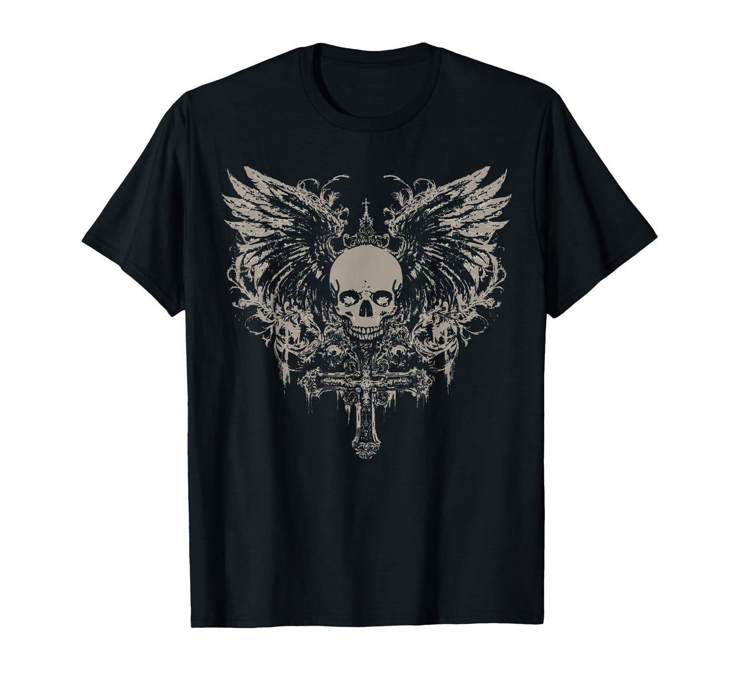 Skull Cross Y2K Goth Alt Grunge Emo T-Shirt - Novelty Apparel Unisex - T-Shirt, Sweatshirt, Hoodie