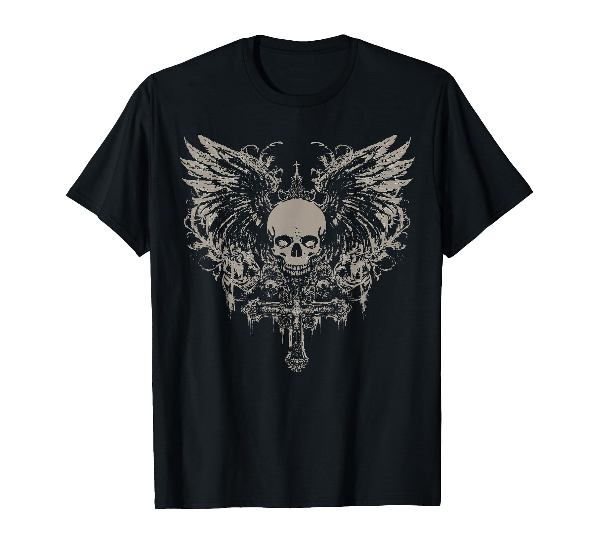 Skull Cross Y2K Goth Alt Grunge Emo T-Shirt - Novelty Apparel Unisex - T-Shirt, Sweatshirt, Hoodie