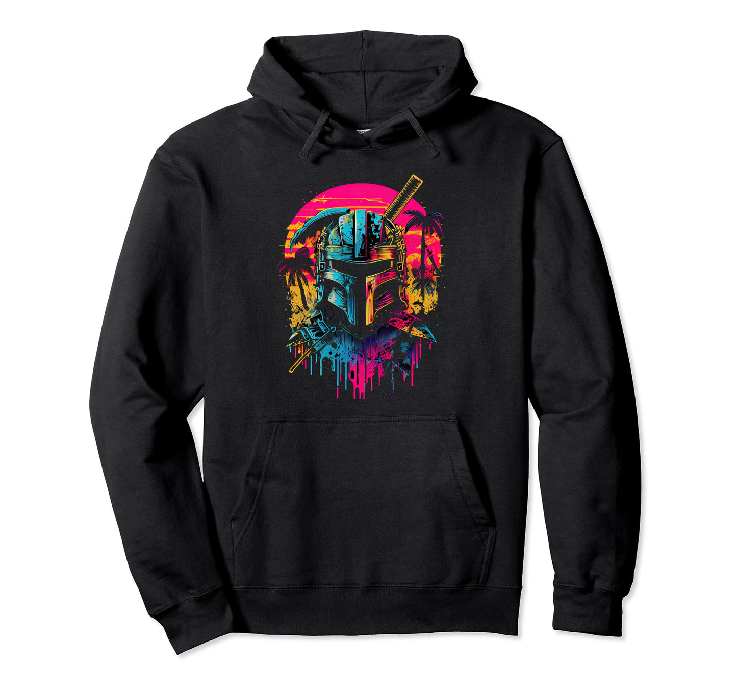 Samurai Synthwave Retrowave Colorful 80S Hoodie - Aesthetic Graphic Unisex - T-Shirt, Sweatshirt, Hoodie
