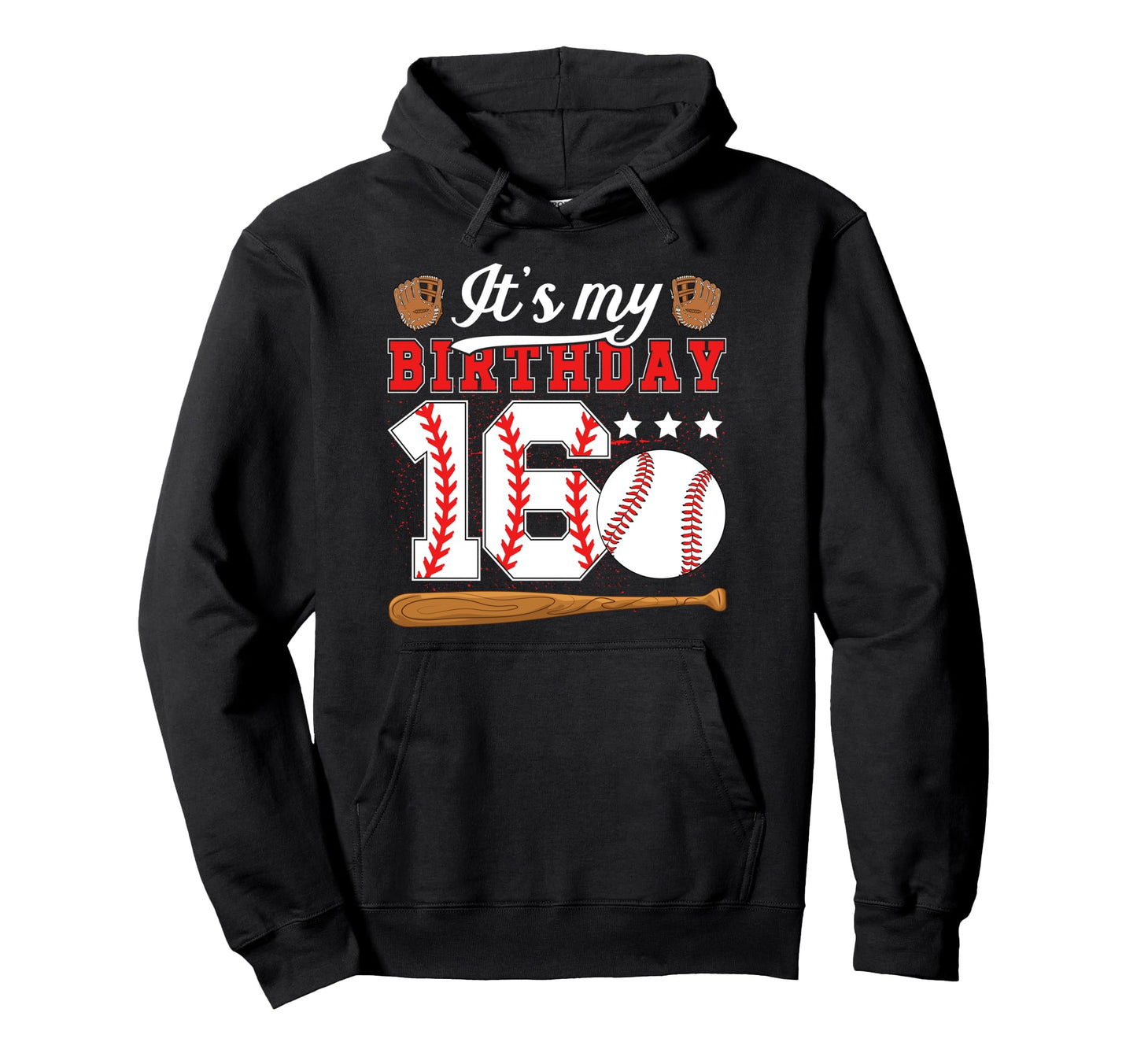16Th Baseball Birthday Party 16 Year Old Hoodie - Graphic Print Unisex - T-Shirt, Sweatshirt, Hoodie
