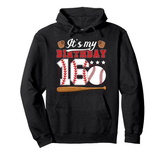 16Th Baseball Birthday Party 16 Year Old Hoodie - Graphic Print Unisex - T-Shirt, Sweatshirt, Hoodie