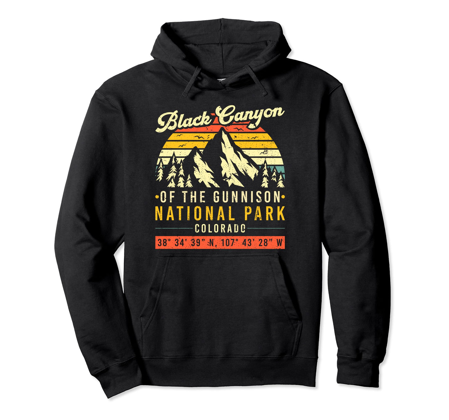 Black Canyon Coordinate Colorado National Hoodie - Custom Art Print Unisex - T-Shirt, Sweatshirt, Hoodie