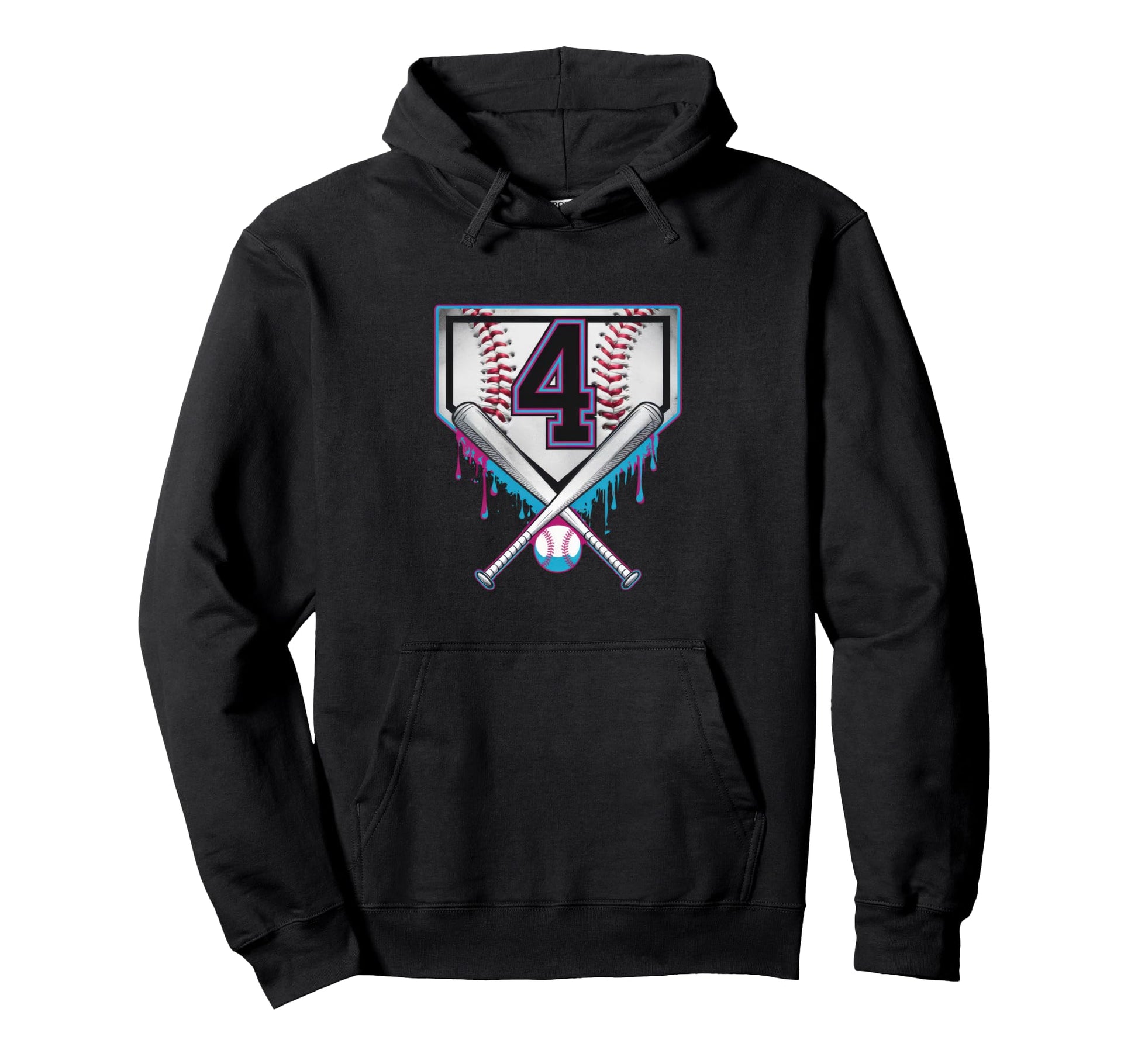4Th Birthday Baseball Home Ice Cream Hoodie - Fun Novelty Design Men Women - T-Shirt, Sweatshirt, Hoodie
