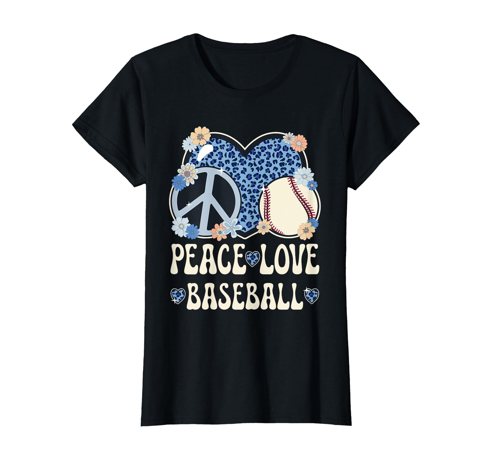 Peace Love Baseball Lover Leopard T-Shirt - Streetwear Style for Adults - T-Shirt, Sweatshirt, Hoodie