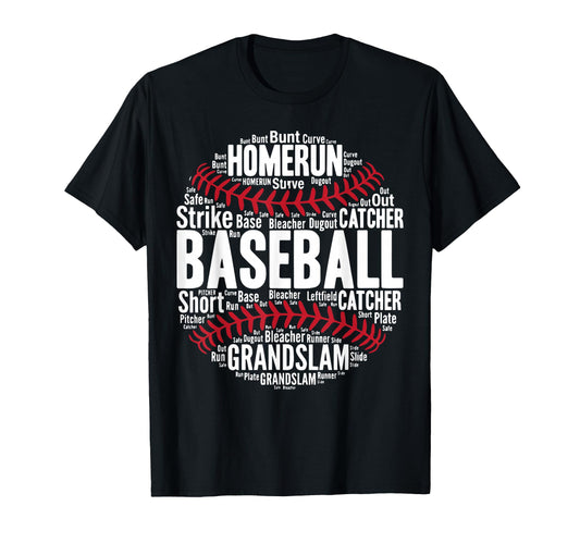 Baseball Fan Word Cloud Baseball T-Shirt - Trendy Graphic for Adults - T-Shirt, Sweatshirt, Hoodie