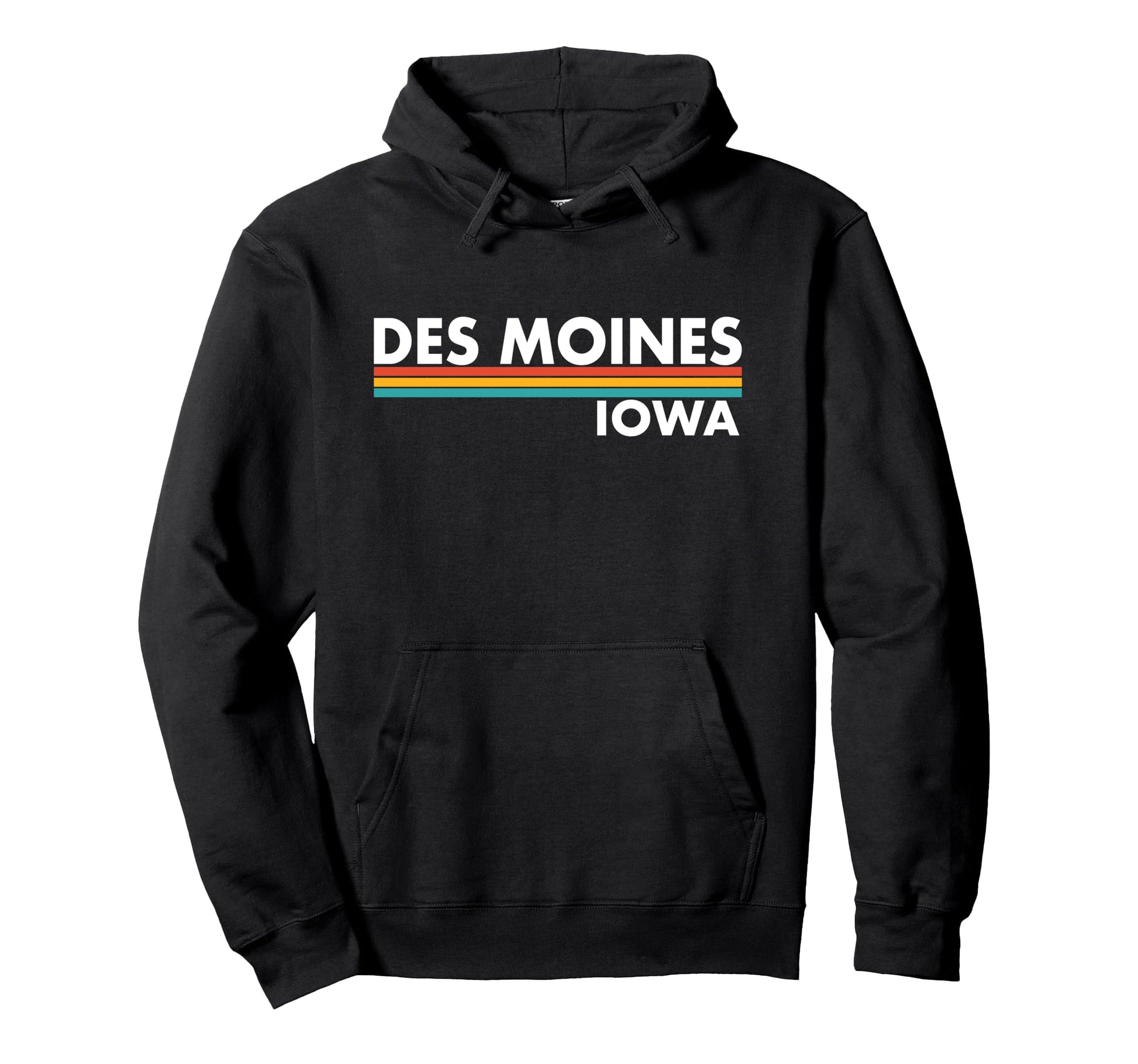 Des Moines Iowa Stripes Hoodie - Novelty Apparel for Adults - T-Shirt, Sweatshirt, Hoodie