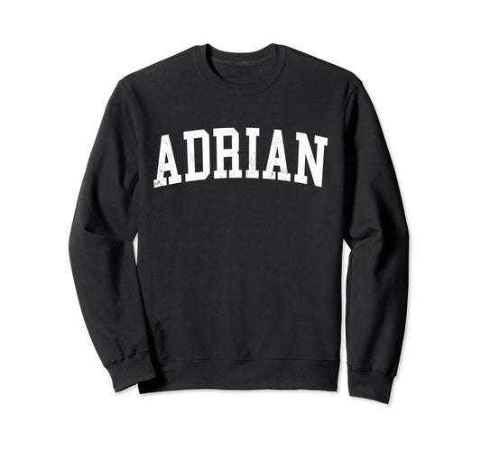 Adrian Mi Distressed White Varsity Sweatshirt - Minimalist Print Men Women - T-Shirt, Sweatshirt, Hoodie