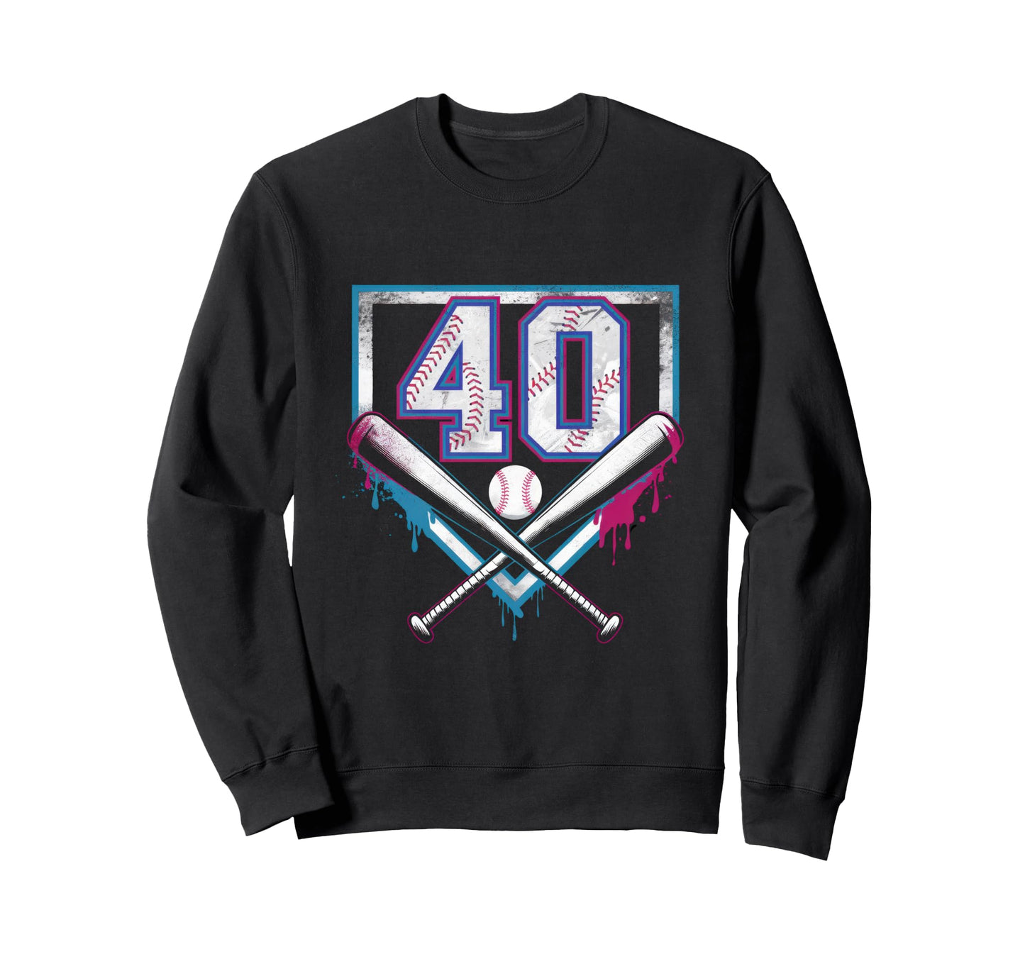 Baseball Home Ice Cream 40Th Birthday Sweatshirt - Trendy Graphic Unisex - T-Shirt, Sweatshirt, Hoodie