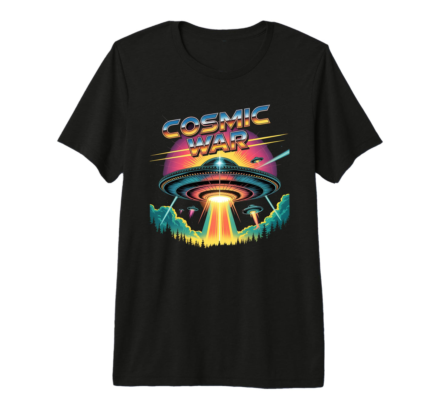 Cosmic War 80S Synthwave Ufo Alien T-Shirt - Streetwear Style Men Women - T-Shirt, Sweatshirt, Hoodie