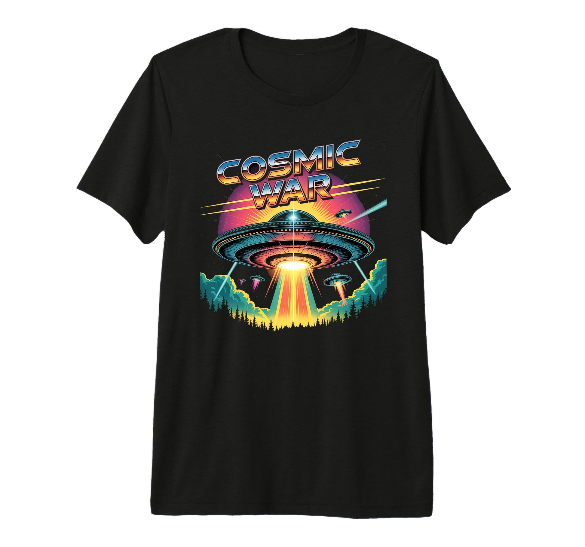Cosmic War 80S Synthwave Ufo Alien T-Shirt - Streetwear Style Men Women - T-Shirt, Sweatshirt, Hoodie