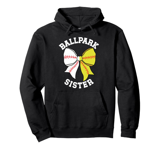 Ballpark Sister Coquette Baseball Hoodie - Aesthetic Graphic for Adults - T-Shirt, Sweatshirt, Hoodie