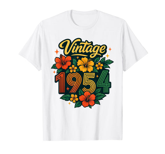 1954 Floral Pattern Hibiscus Art T-Shirt - Minimalist Print Men Women - T-Shirt, Sweatshirt, Hoodie
