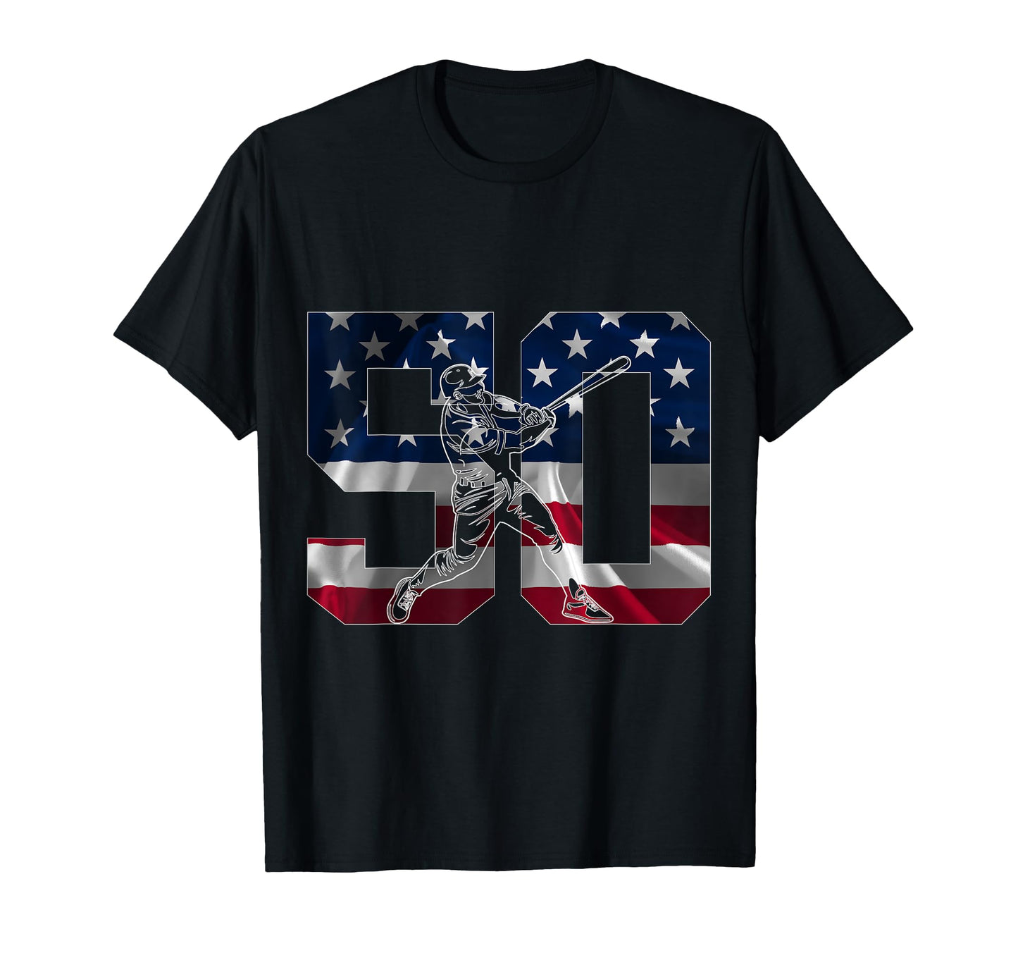 Number 50 Years Baseball 50Th T-Shirt - Custom Art Print for Adults - T-Shirt, Sweatshirt, Hoodie