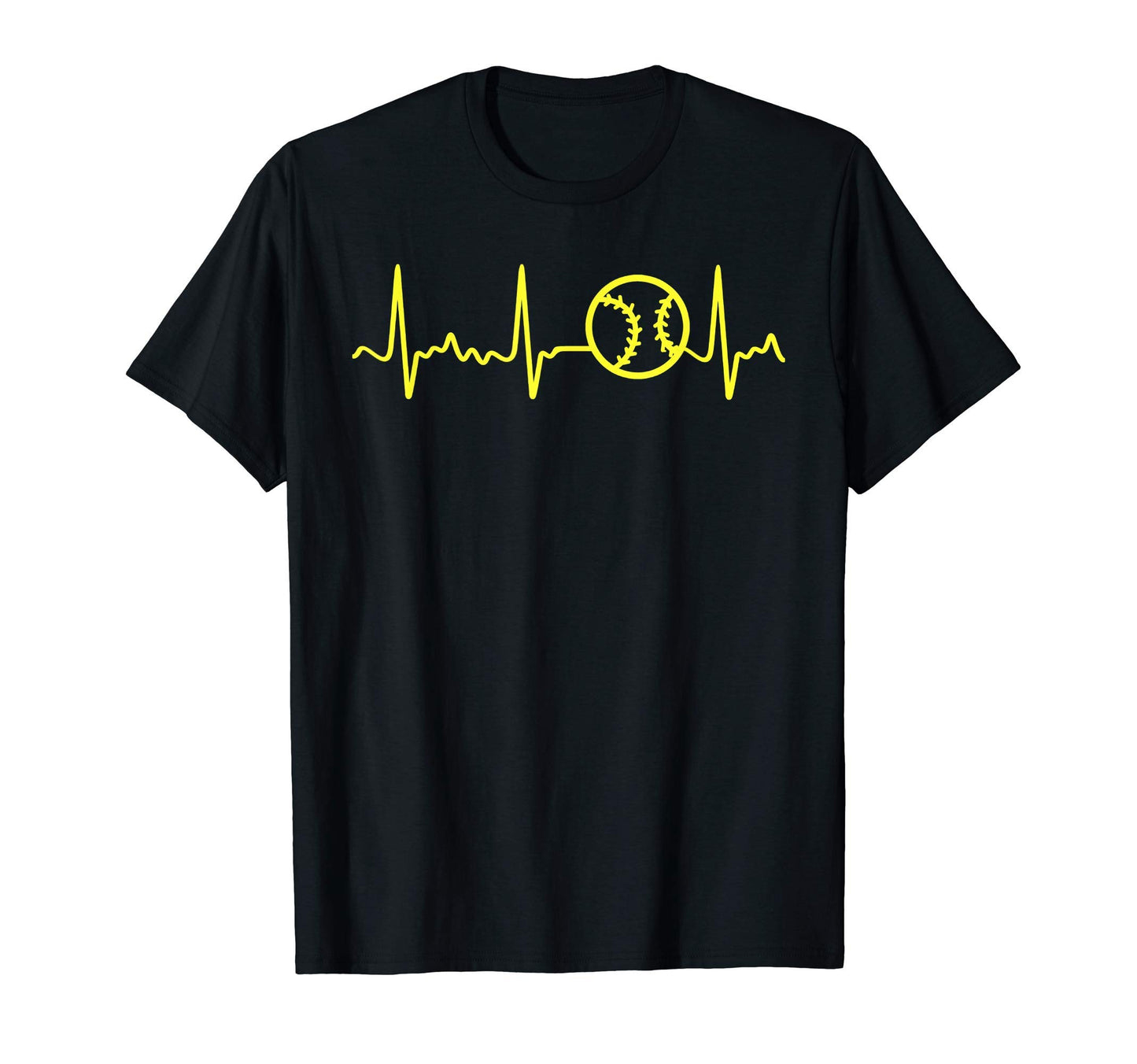 Yellow Baseball Heartbeat Yellow T-Shirt - Custom Art Print Men Women - T-Shirt, Sweatshirt, Hoodie