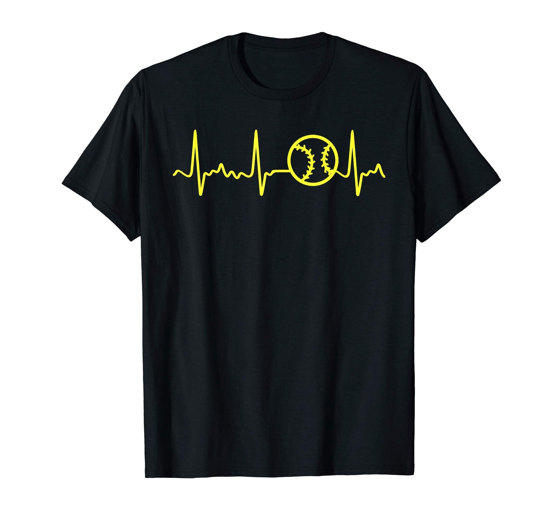 Yellow Baseball Heartbeat Yellow T-Shirt - Custom Art Print Men Women - T-Shirt, Sweatshirt, Hoodie