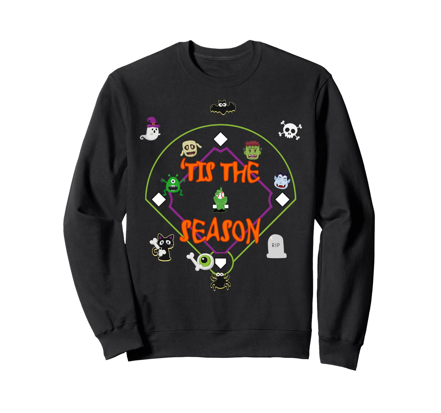 Tis Season Baseball Halloween Lover Sweatshirt - Graphic Print Men Women - T-Shirt, Sweatshirt, Hoodie