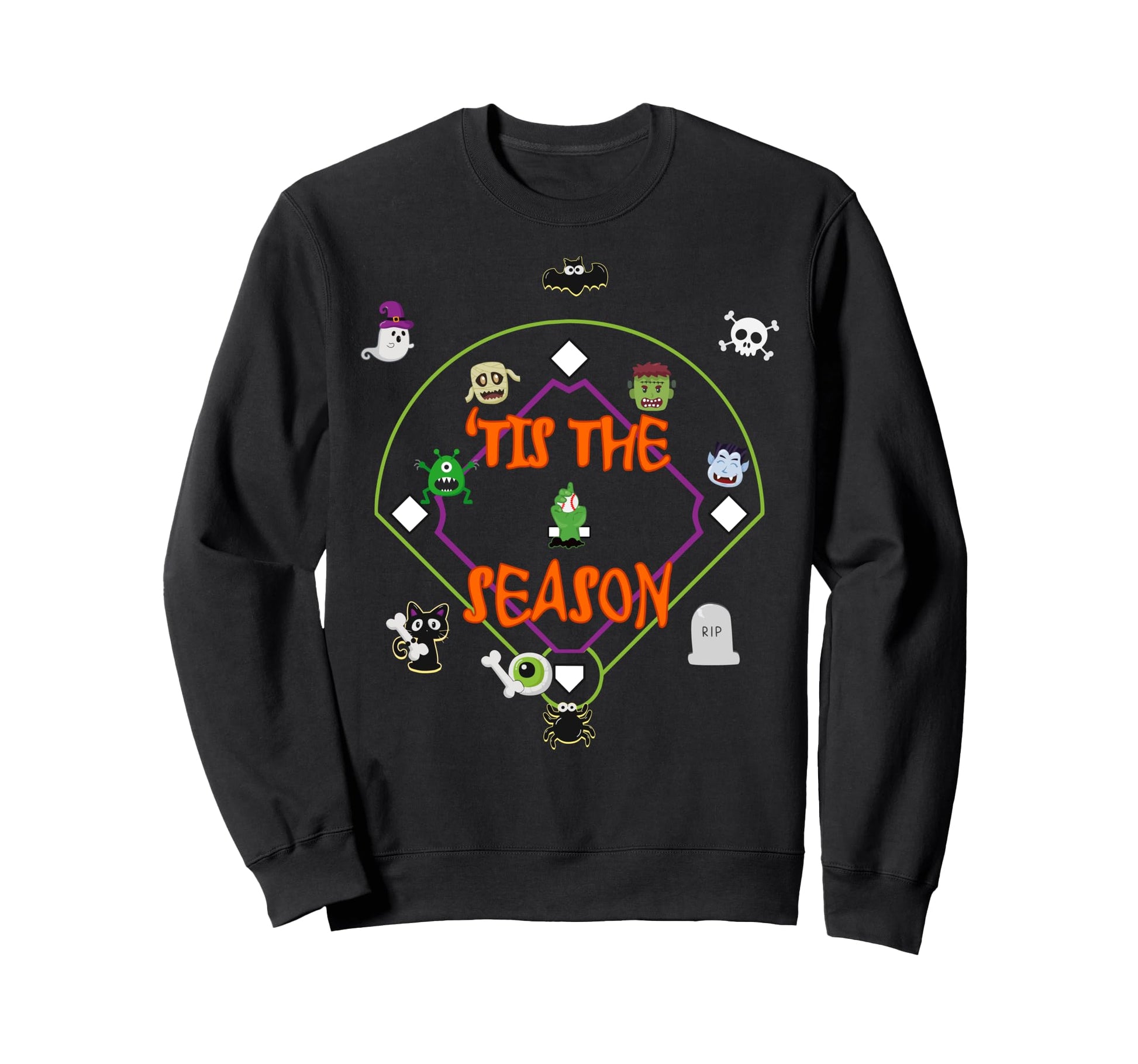 Tis Season Baseball Halloween Lover Sweatshirt - Graphic Print Men Women - T-Shirt, Sweatshirt, Hoodie