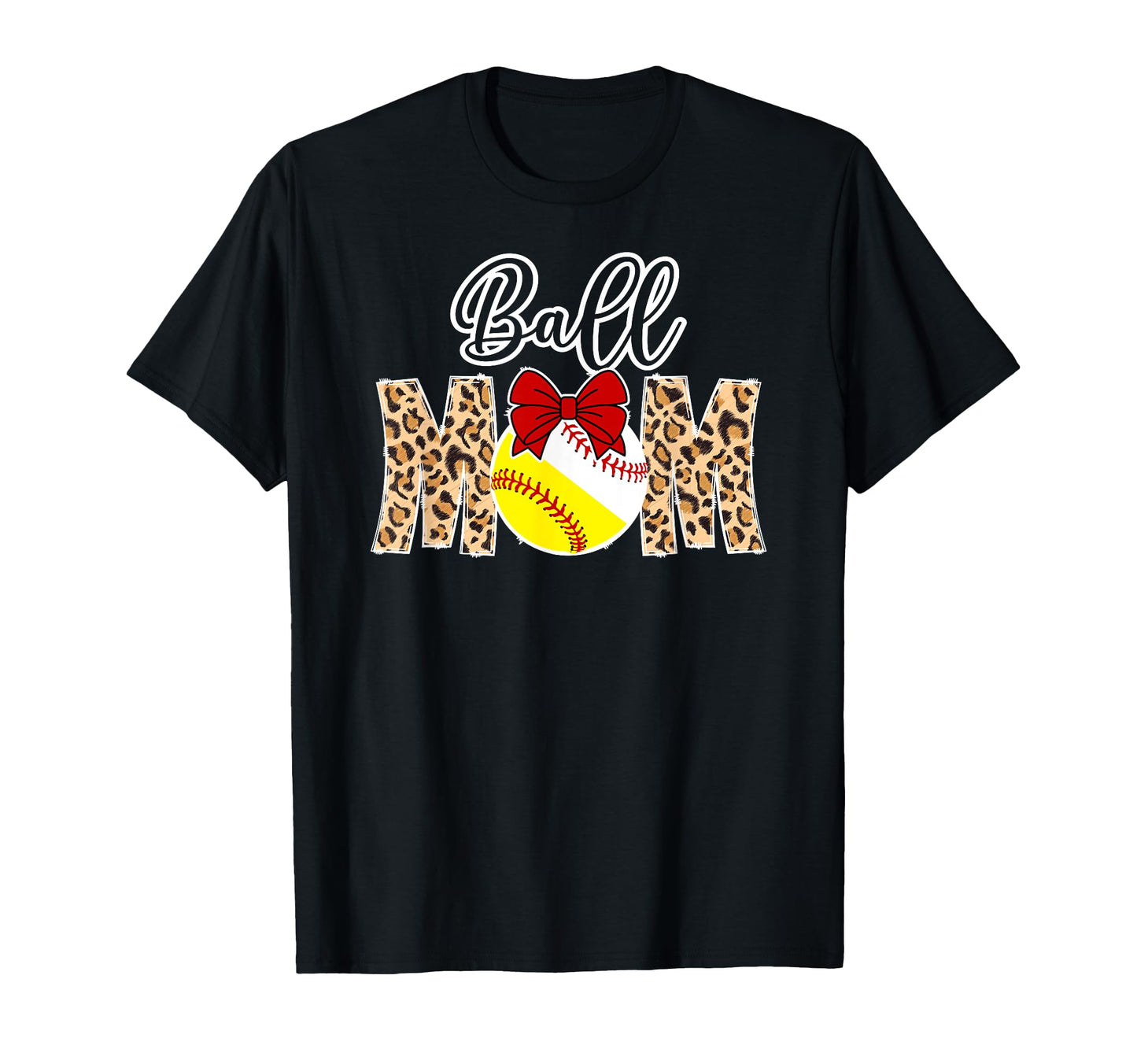 Ball Mom Leopard Softball Baseball Mom T-Shirt - Unique Graphic for Adults - T-Shirt, Sweatshirt, Hoodie