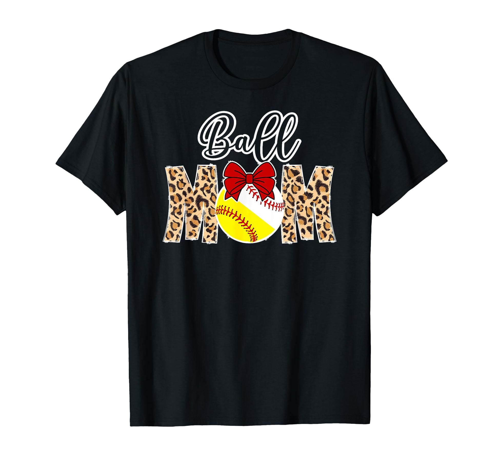 Ball Mom Leopard Softball Baseball Mom T-Shirt - Unique Graphic for Adults - T-Shirt, Sweatshirt, Hoodie