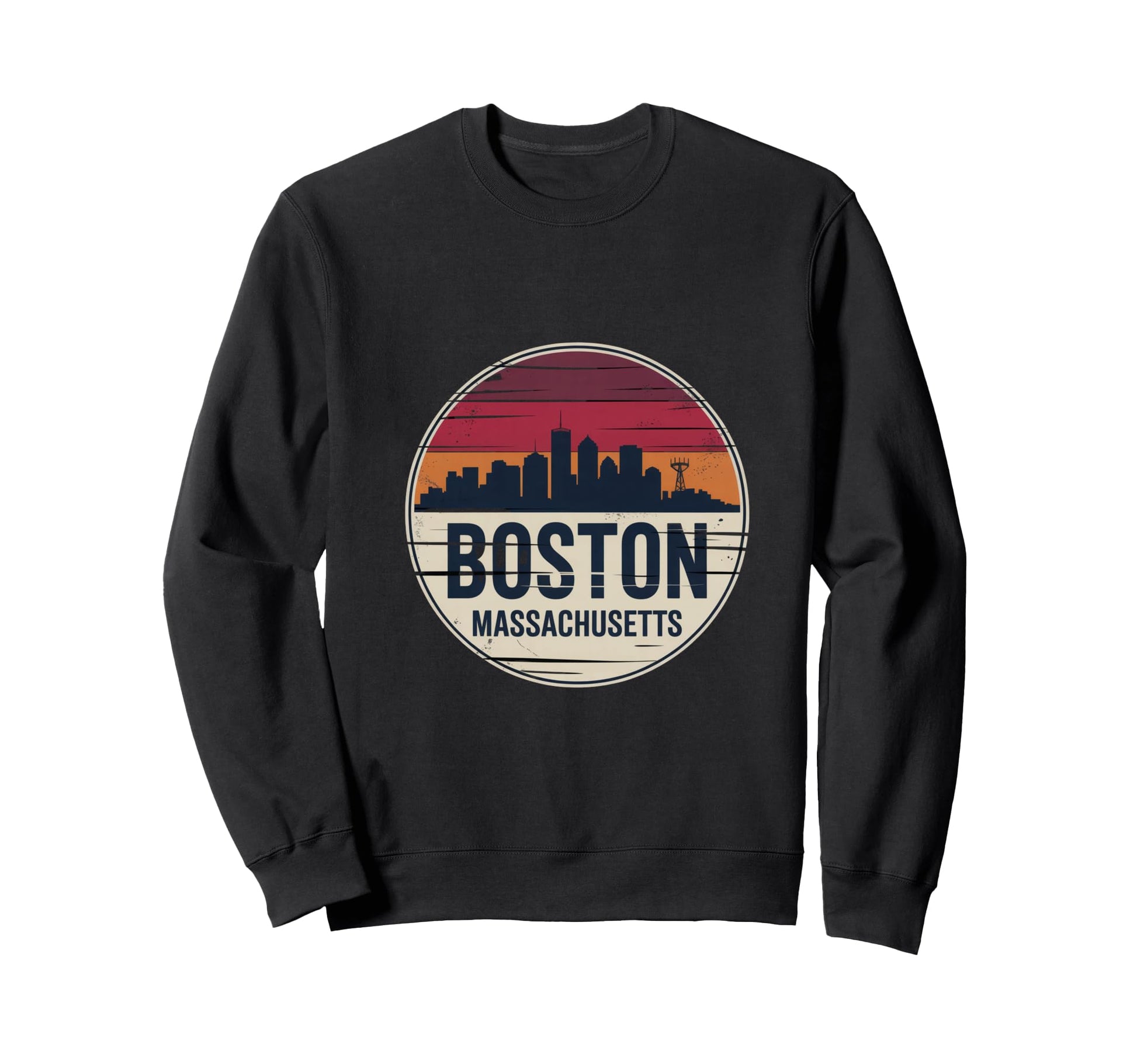 Boston Massachusetts Coastal Skyline Sweatshirt - Graphic Print Men Women - T-Shirt, Sweatshirt, Hoodie