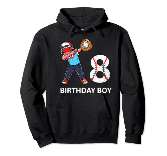 8Yo Birthday Baseball Lover Party Gift Hoodie - Fun Novelty Design Unisex - T-Shirt, Sweatshirt, Hoodie