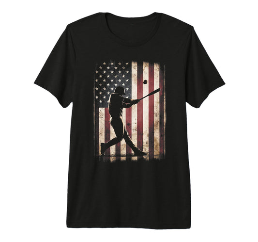 American Flag Baseball Player Gifts Tri T-Shirt - Graphic Print Men Women - T-Shirt, Sweatshirt, Hoodie