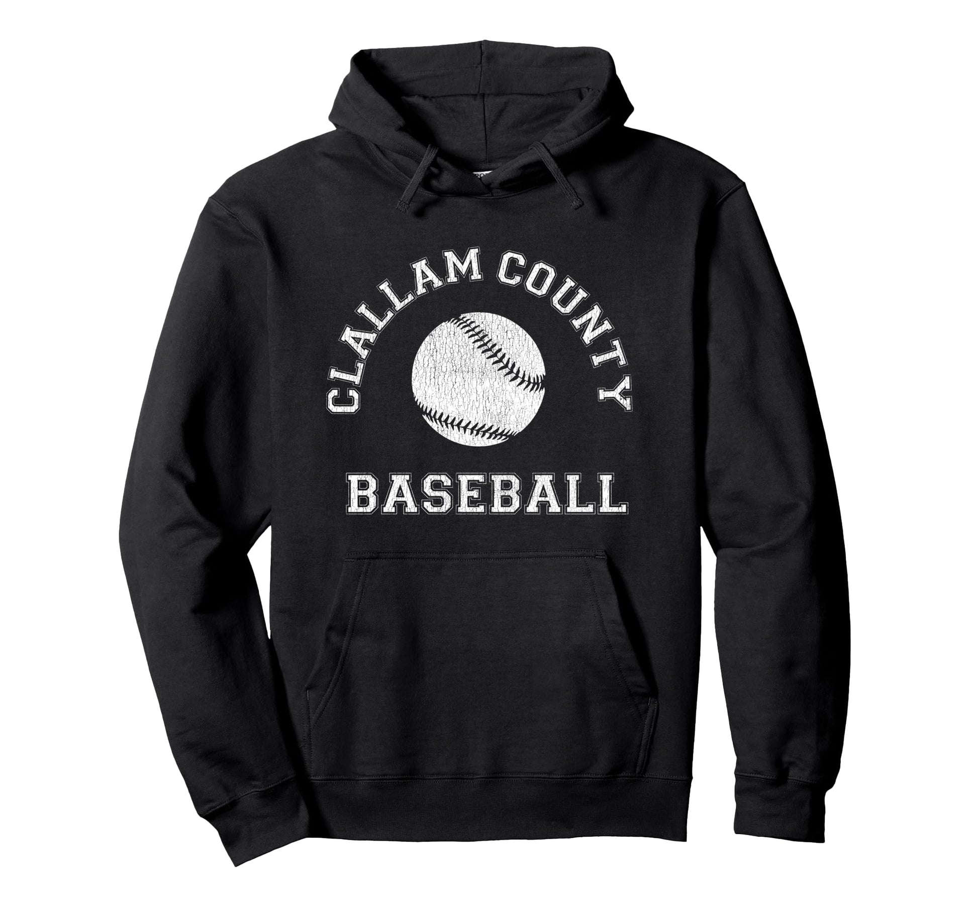 Clallam County Baseball Distressed Hoodie - Minimalist Print Unisex - T-Shirt, Sweatshirt, Hoodie
